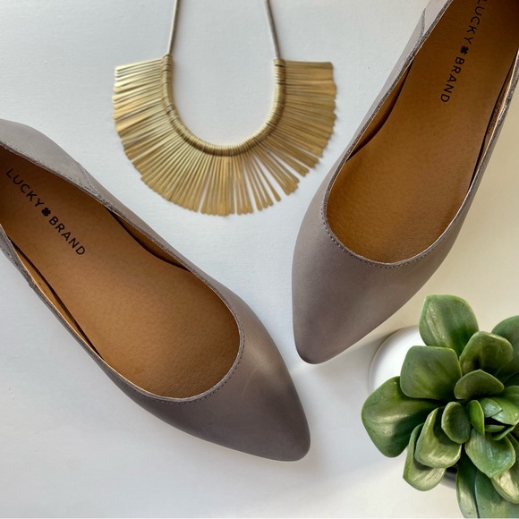 NEW Lucky Brand | Bylando Nubuck Deconstructed Ballet Flats | Grey | Size 7.5 - Picture 1 of 5